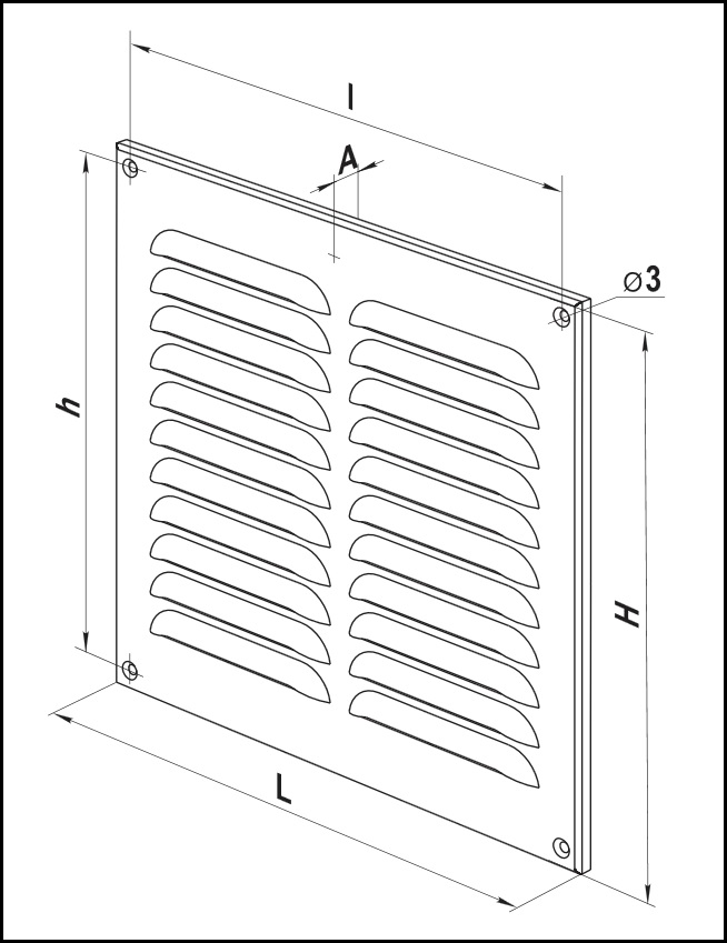 Габаритные размеры приточно-вытяжной решетки ВЕНТС МВМПО 250/2 с А Габаритные размеры приточно-вытяжной решетки ВЕНТС МВМПО 250/2 с А